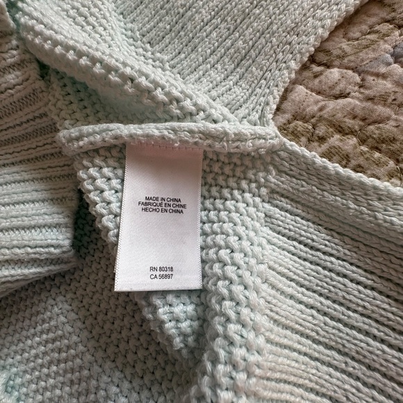 Pale Mint Pastel Lucky Brand Cotton-Blend Pullover V-Neck Sweater - Picture 7 of 8